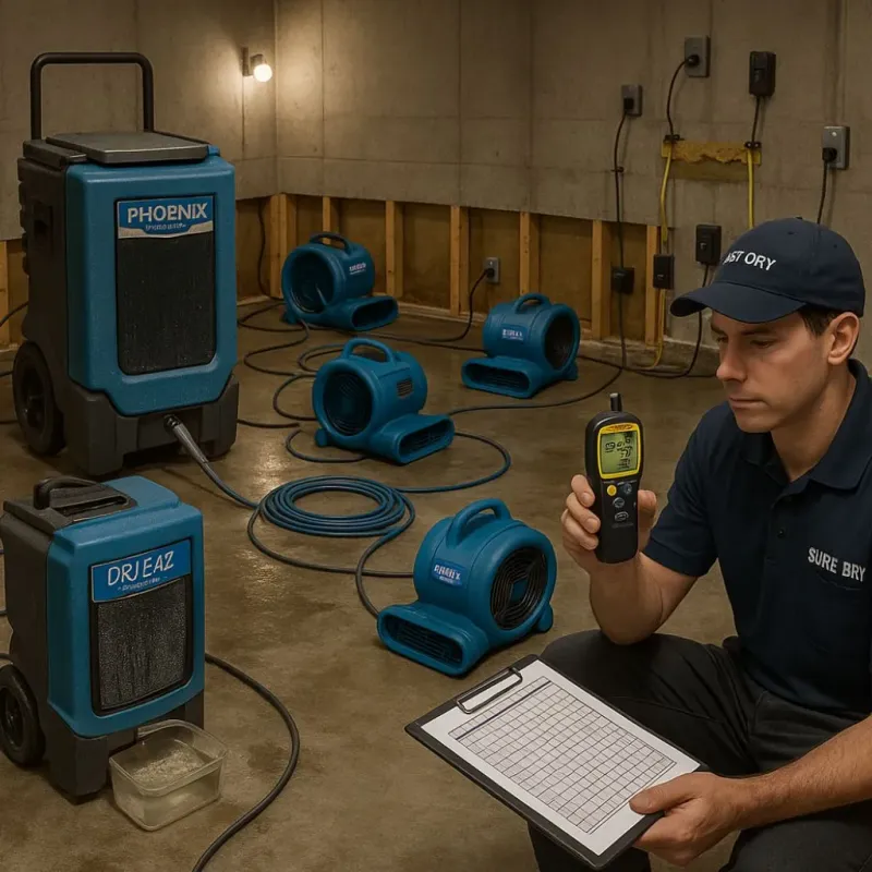 Structural Drying and Dehumidification process in Clever, MO